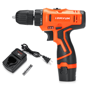 12V Li-Ion Cordless Electric Drill Driver Hand Kit 2 Speed LED Light