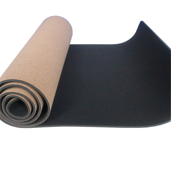 18361CM  Natural Cork TPE Yoga Mat Brilliant Black Yoga Mats