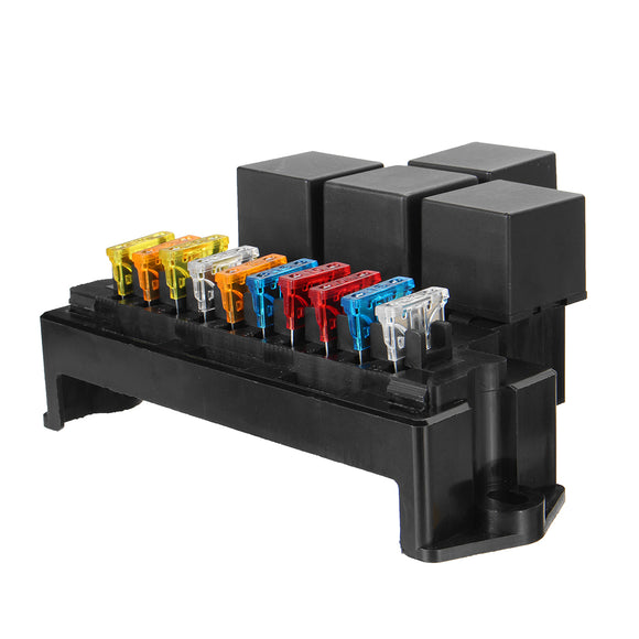 Auto Car Boat 10 Way Circuit Standard Blade Fuse Box Block Holder Set 12V 80A