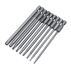 10pcs 100mm TT8-TT40 Torx Head Screwdriver Bit Hex Shank Power Drill Screwdriver Bits Set