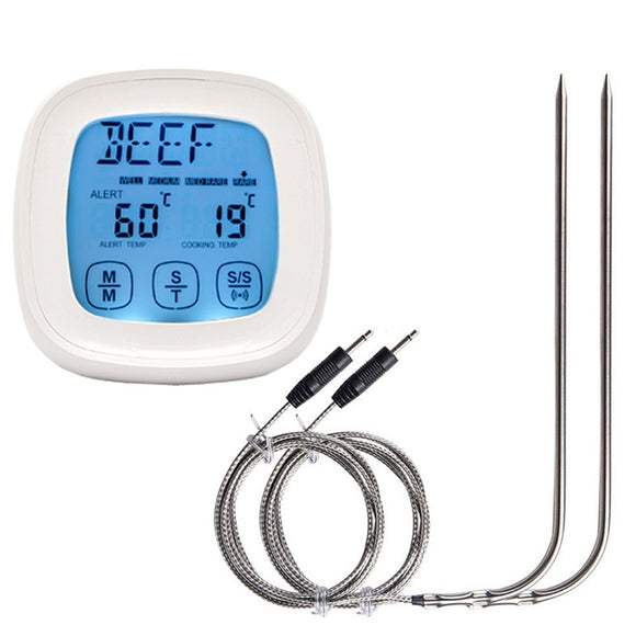 2 in 1 Touchscreen Thermometer Kitchen Timer with Oven 2 Probes Food Kitchen Cooking Thermometer