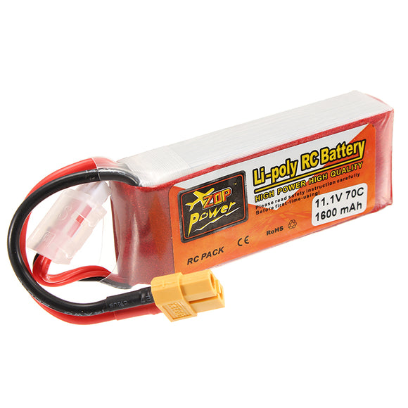 ZOP Power 11.1V 1600mAh 70C 3S Lipo Battery XT60 Plug