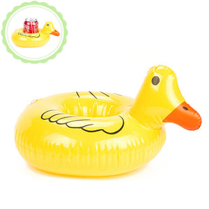 IPRee PVC Inflatable Mini Cute Duck Drink Can Holder Floating Swimming Pool Beach Toys