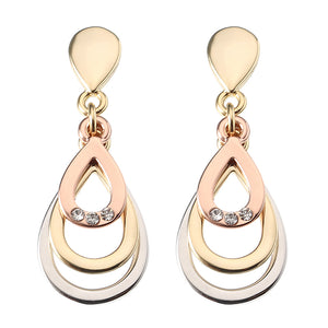 JASSY Fine Jewelry Rose Gold Platinum Plated Multilayer Drop Ear Stud Elegant Earrings for Women