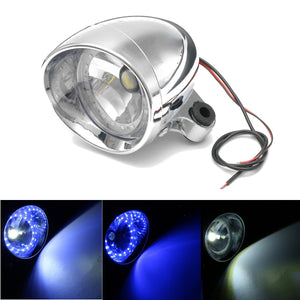 12V Motorcycle White LED Headlight With Angel Eye For Honda/Yamaha/Suzuki/Kawasaki