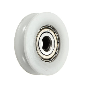 2Pcs 5x24x7mm U Notch Nylon Round Pulley Wheel Roller For 3.8mm Rope Ball Bearing