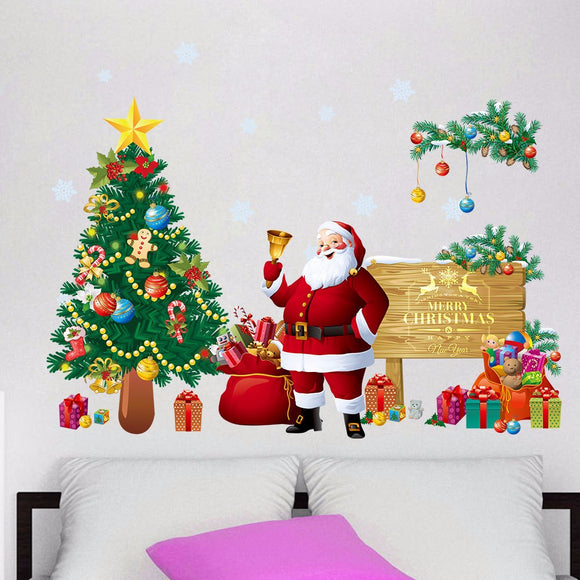 Christmas Santa Claus Gift DIY Removable Wall Sticker Window Door Home Decoration