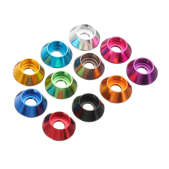 Suleve M3AN6 10Pcs M3 Cup Head Hex Screw Gasket Washer Nuts Aluminum Alloy Multicolor