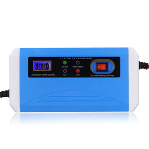 12V/24V 10A Smart Battery Charger LCD Digital Display for Automobile Motorcycle