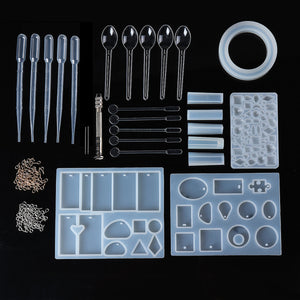 27Pcs DIY Craft Tools Kit Silicone Crystal Mold Making Jewelry Pendant Resin Casting