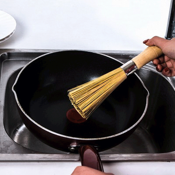 KCASA KC-CS15 Long Handle Wooden Pot Pan Cleaning Whisk Brush Non-stick Dish Washing Brush Cleaner