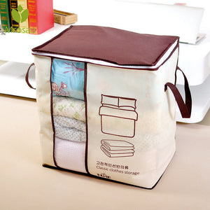 Foldable Non-Woven Quilt Bag Large Comforters Clothes Storage Bag Container Blankets Organizer w/ Handle Window