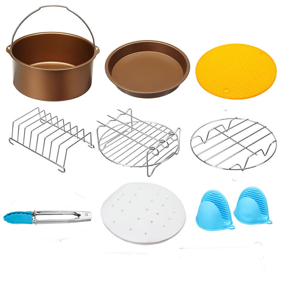 AU 9 Pcs 7inch Air Fryer Accessories Set Cake Pizza BBQ Roast Barbecue Baking Pan