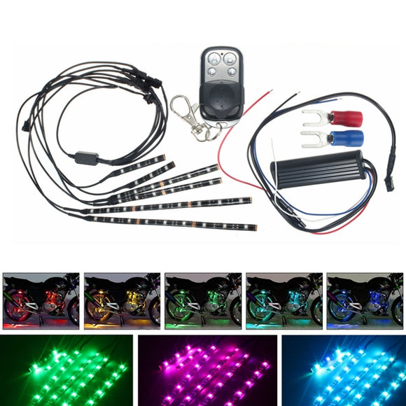 18Colors Waterproof LED Motorcycle Engine Chassis Lights RGB 5050 Flexible Strip