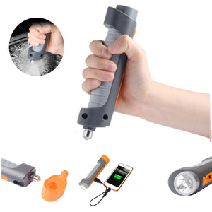 4 in 1 XANES U22 USB Rechargeable Portable Safty Hammer & Powerbank & LED Flashlight