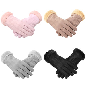 Women Gloves Velvet Keep Warm Touch Screen Windproof Winter Wool Mittens Glove