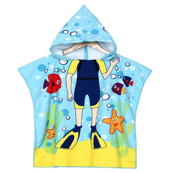 Baby Boys Polyester Fiber Bathroom Robes Towels Shower Cartoon Hooded Soft Washcloth Blankets