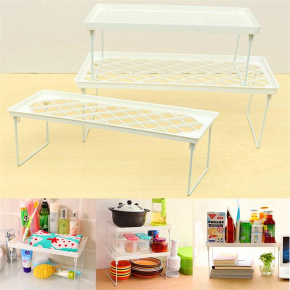 Plastic Foldable Storage Racks Home Bathroom Closet Kitchen Shelving Shelf Holders Organizer