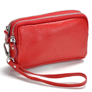 Women Genuine Leather Phone Pocket Multifunctional Clutch Bag Wallet