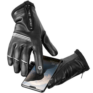 Motorcycle Winter Gloves Warm Leather Touch Screen Driving Waterproof Soft Lining