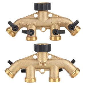 Brass 2/4 Way Garden Water Tap Adapte Valve Splitter Hose Pipe Tap Connector