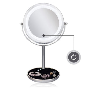 LED Lights Makeup Mirror Desktop Double Side Mirror Magnification New Style Bathroom Cosmetic Mirror