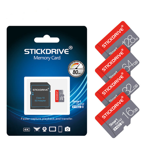 StickDrive Waterproof 8GB 16GB 32GB 64GB 128GB Class 10 High Speed Max 80Mb/s TF Memory Card With Card Adapter For Mobile Phone Tablet GPS Camera