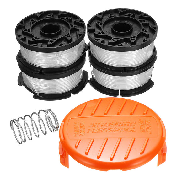 4pcs 30 Inch Trimmer Line With Replacement Spool Cap Cover / Spring For BLACK/DECKER String Trimmers