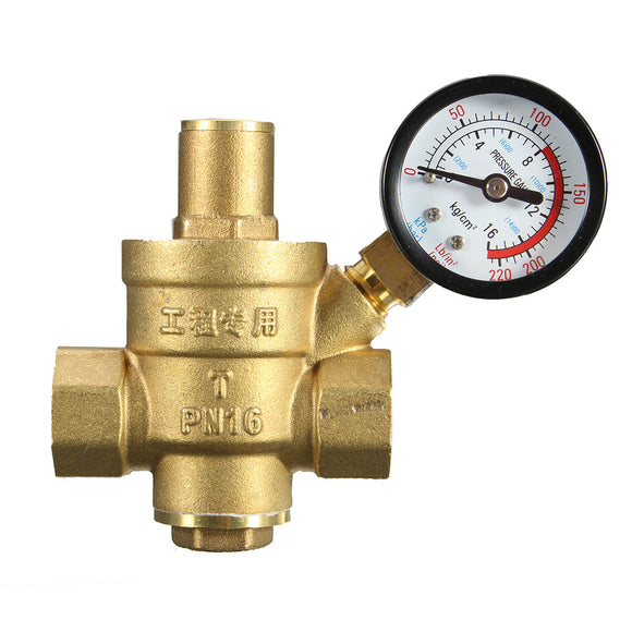 DN20 NPT '' Adjustable Brass Water Pressure Regulator Reducer with Gauge Meter