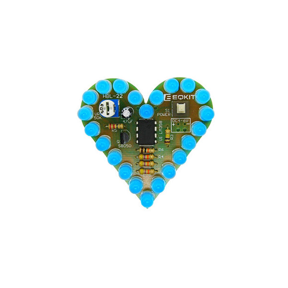 3Pcs Heart Shaped Blue Light Kit DIY Breathing Light Parts DC4-6V Speed Adjustable