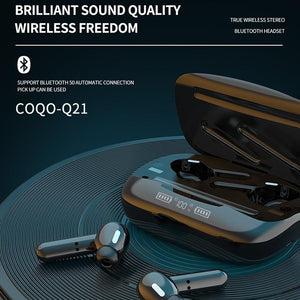 Q21 TWS bluetooth Earphone Sports Binaural Stereo Touch LED Long Battery Life Waterproof Earbuds Brilliant Sound Earphone