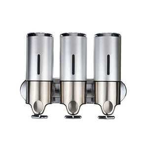 3Pcs Wall Mounted Bathroom Lotion Shampoo Liquid Soap Dispenser Set Stainless Steel