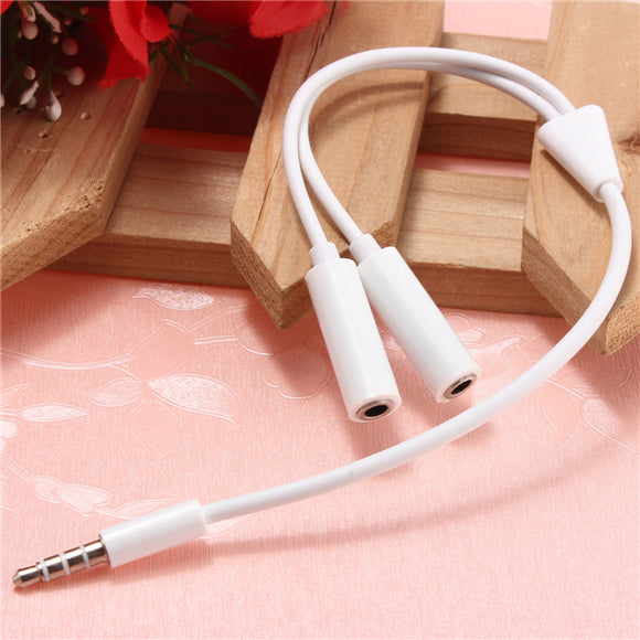 3.5mm Stereo Headphone Audio Mic Male To 2 Female Y Splitter Cable Adapter