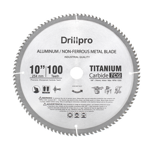 Drillpro 10 Inch 100 Teeth Saw Blade TCT Aluminum Non-Ferrous Metal Saw Blades for Circular Saw Miter Saw Table Saw Radial Arm Saw