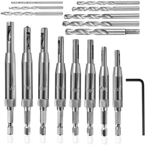 Drillpro 17Pcs Woodworking Hinge Drill Hexagonal Shank Self-centering Drill Bit Set For Door and Window Derailment Holes