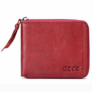 Red Women Genuine Leather Zipper Coin Bag