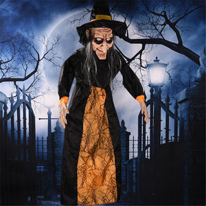 Electric Witch Prop Halloween Haunted House Decorations Animated Voice Lighted Eyes