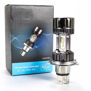 H4 30W 3200LM 6000K IP67 Hi/Lo Beam CSP Motorcycle Headlight LED Bulb Motorbike Headlamp 360 Degrees Waterproof Replace Bulbs