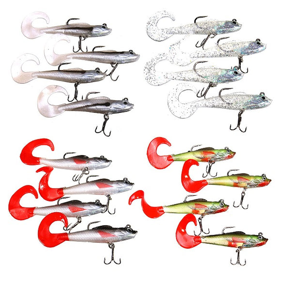 4 Pcs Soft Fishing Bait Lures Sharp Hooks Fish Baits Flies 8.5 cm