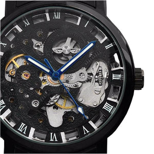 WINNER Fashion Sculpture Mechanical Watch Retro Stainless Steel Strap Men Automatic Watch