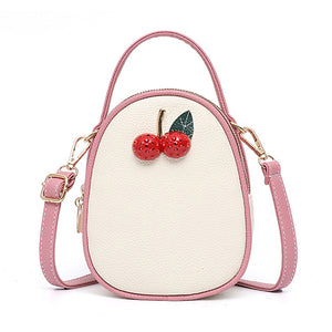 Women Personalized Cherry Pattern Three Layers Crossbody Bag Phone Bag