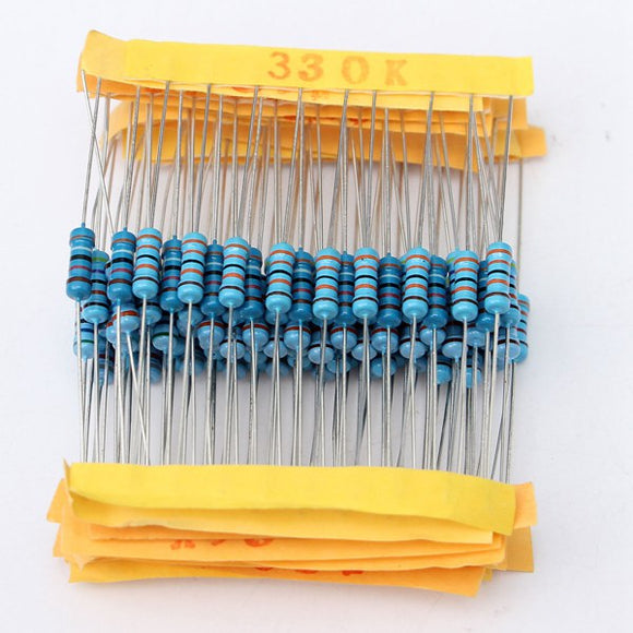 1100 Pcs 0.1 ohm~10M ohm 1/2W Metal Film Resistor 110 Value Box Kit