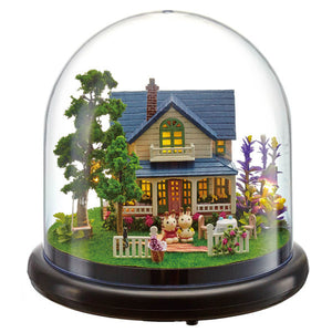 Cuteroom Dollhouse Miniature Romantic House DIY Kit With Cover And LED