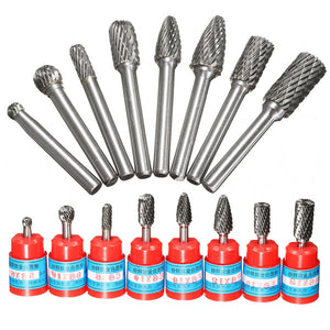 Drillpro 8pcs 1/4 Inch Shank Carbide Burr Set Rotary Cutter Files CNC Engraving Tool