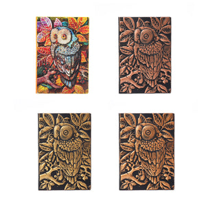 Handmade Vintage 3D Embossed Owl Travel Diary Notebook Journal Leather Notepad