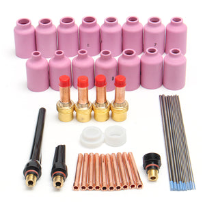 46Pcs TIG Welding Torch Gas Lens Kit Assorted Size Tool WP-17 WP-18 WP-26 WL20