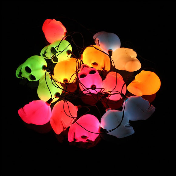 16 LED Colorful Skull String Light Lamp Halloween Bar Deoration