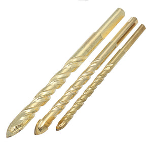 6/8/10mm Yellow Triangle Twist Drill Bit Marble Ceramic Glass Tile Drill Bit