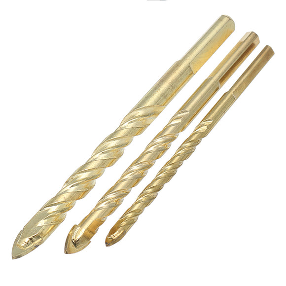 6/8/10mm Yellow Triangle Twist Drill Bit Marble Ceramic Glass Tile Drill Bit