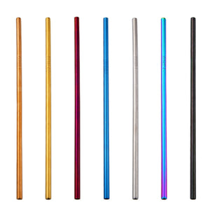 7 Color 215*6mm Metal Straws Stainless Steel Straws Drinking Straw Reusable